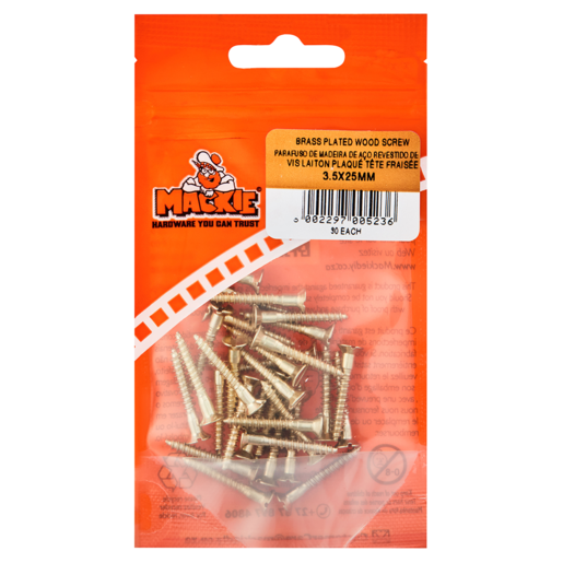 Mackie Brass Wood Screw 3.5 x 25mm 30 Pack
