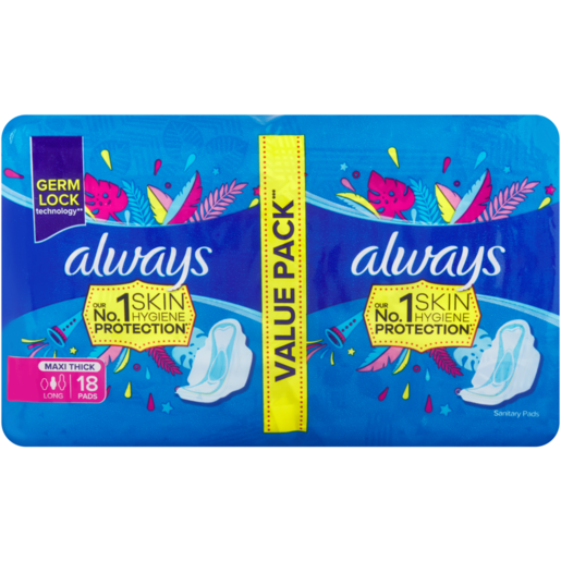 Always Long Maxi Thick Sanitary Pads 18 Pack