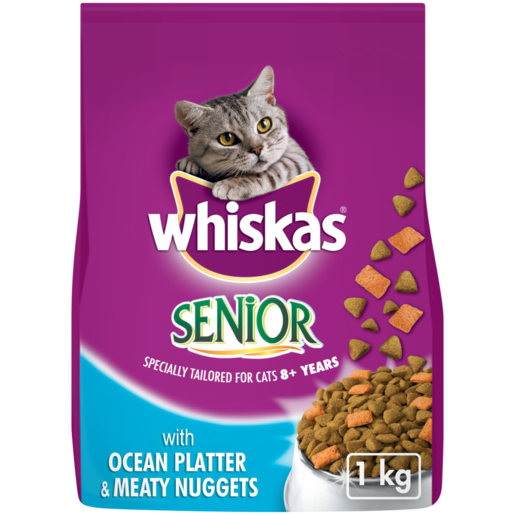Whiskas Senior Cat Food Ocean Platter Meaty Nuggets 1kg