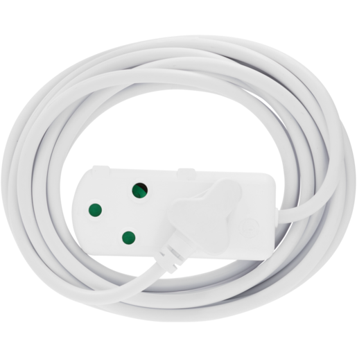 SCE White Heavy Duty 2-Way Extension Cord 5m