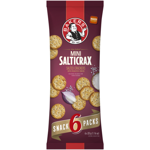 Bakers Mini Salticrax With Roasted Onion 6 x 33g