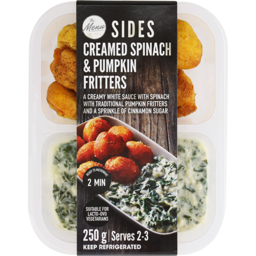 The Menu Sides Creamed Spinach & Pumpkin Fritters 250g