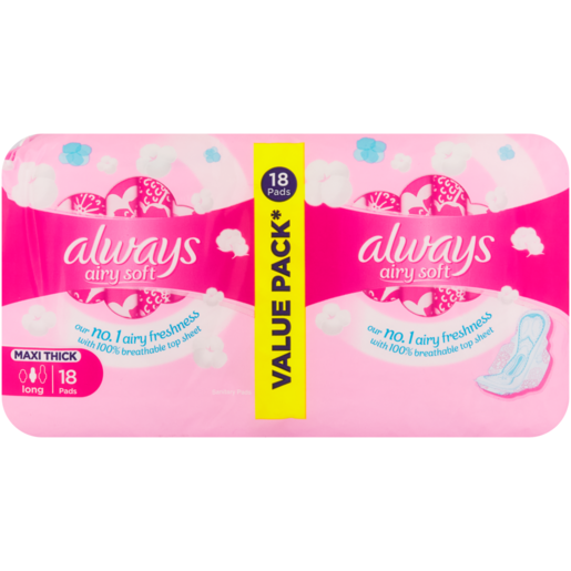 Always Airy Soft Long Maxi Thick Sanitary Pads 18 Pack