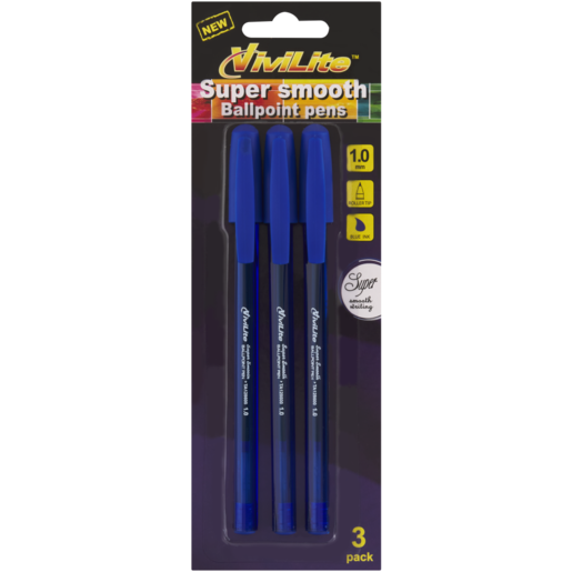 Vivilite Blue Super Smooth Ballpoint Pens 3 Pack