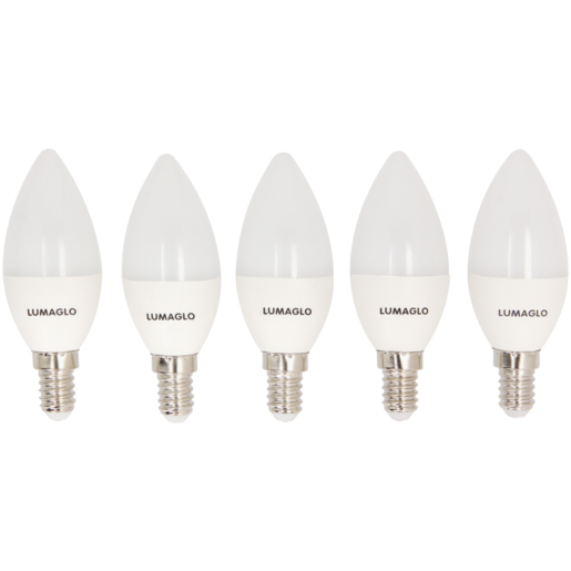 Lumaglo Warm White LED Candle Small Screw Globes 5W 5 Pack