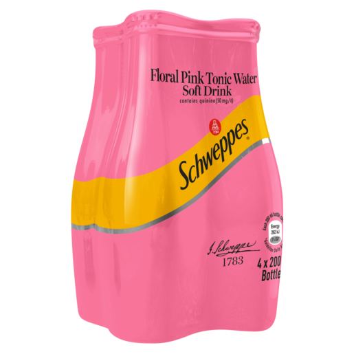 Schweppes Floral Pink Tonic Water Soft Drink Bottles 4 x 200ml