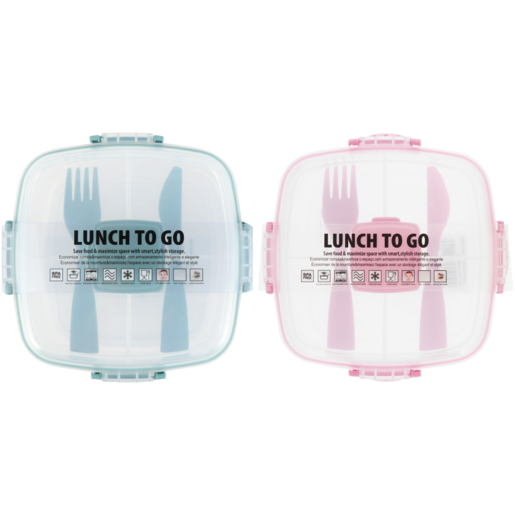 Lunch To Go Lunch Box & Cutlery Set 3 Piece (Assorted Item - Supplied At Random)