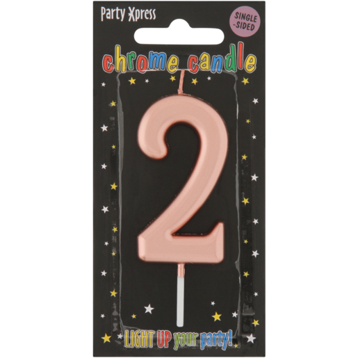Party Xpress Metallic Rose Gold Number 2 Birthday Candle