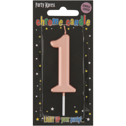 Party Xpress Metallic Rose Gold Number 1 Birthday Candle