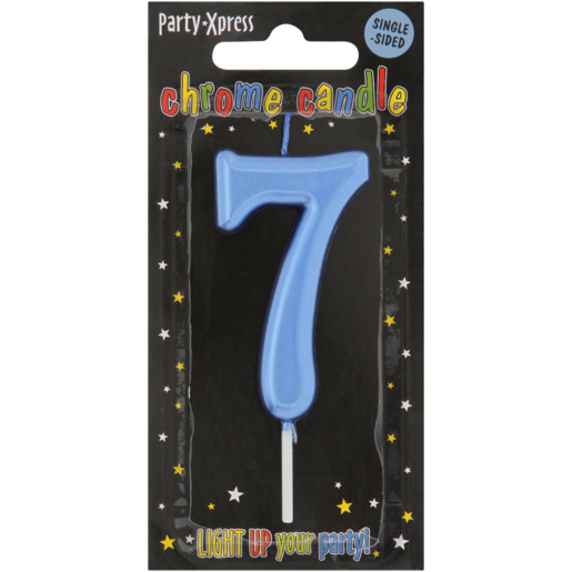 Party Xpress Metallic Blue Number 7 Birthday Candle
