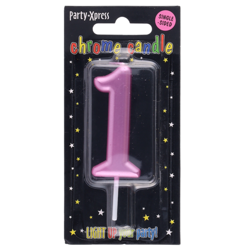 Party Xpress Metallic Pink Number 1 Birthday Candle
