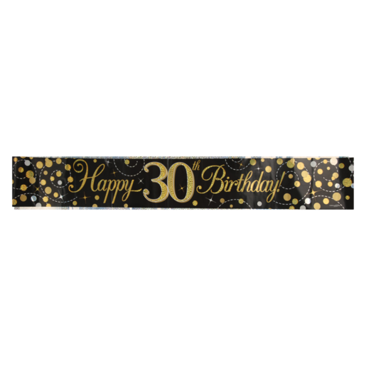 Oaktree UK Gold Sparkling Fizz Happy 30th Birthday Banner 2.7m