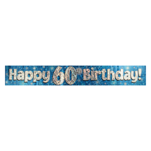 Oaktree UK Blue & Silver Sparkling Fizz Happy 60th Birthday Banner 2.7m