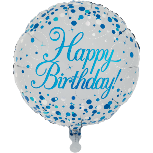 Oaktree Blue sparkling Fizz Happy Birthday Balloon 45.7cm