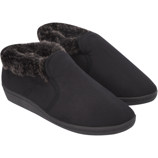 Ladies Black Closed Winter Boot Slippers Size 3-8