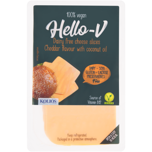 Koliós Hello-V Cheddar Flavoured Dairy Free Cheese Slices 140g