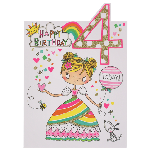 Rachel Ellen Girl 4th Birthday Everyday Card