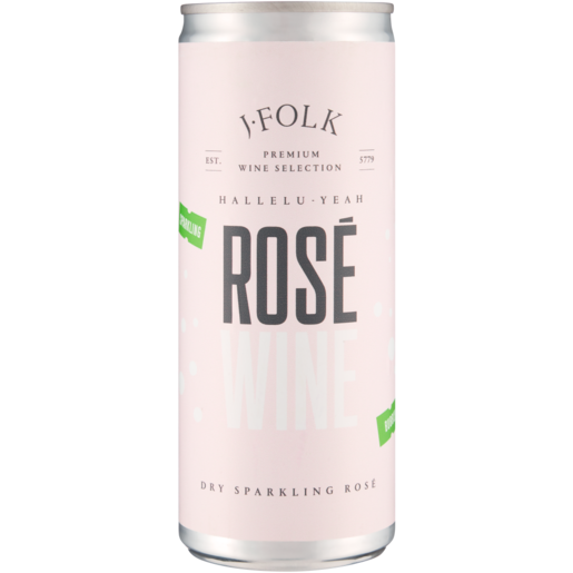 J.Folk Hallelu - Yeah Dry Sparkling Rosé Wine Can 250ml