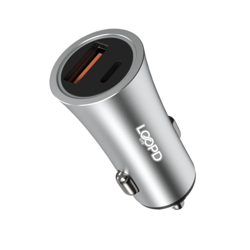 Loopd Lite White 2 Port PD & USB Car Charger