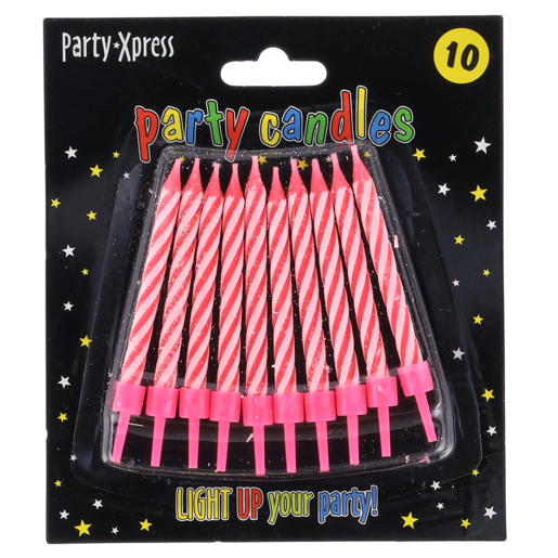 Party Xpress Pink Glitter Candles 10 Pack