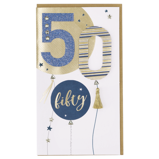 Champagne Tassels Happy Birthday 50th Card
