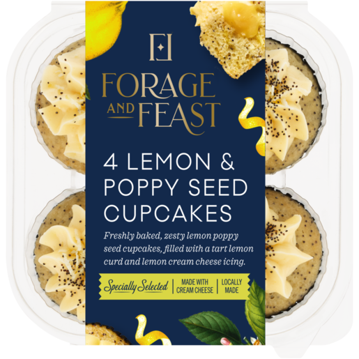 The Bakery Lemon & Poppy Seed Cupcakes 4 Pack