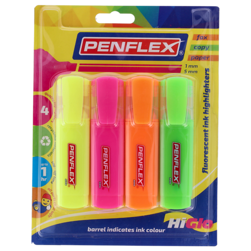 Penflex Higlo Highlighters 4 Pack