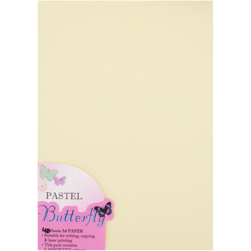 Butterfly Pastel A4 Paper 40 Pack