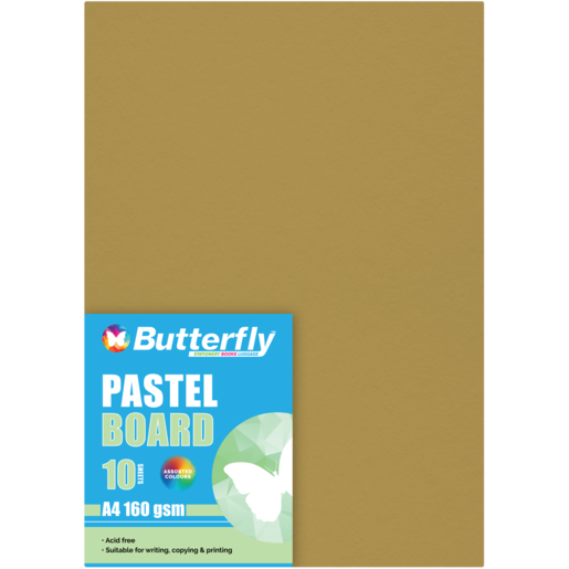 Butterfly A4 Pastel Sunburnt Yellow Board Sheets 10 Pack