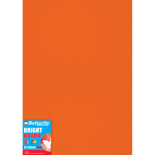 Butterfly Bright Orange Board 5 Pack - A2 Size