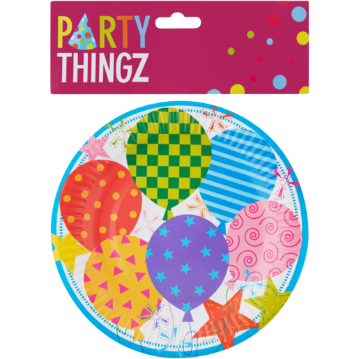 Party Thingz Balloon Print Paper Plates 6 Pack
