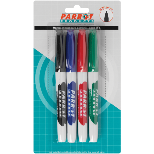 Parrot Products Slimline Whiteboard Markers 4 Pack