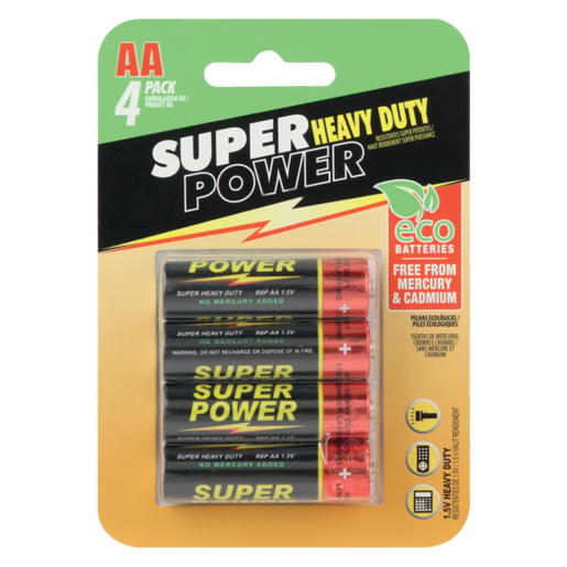 Super Power AA Heavy Duty Batteries 4 Pack