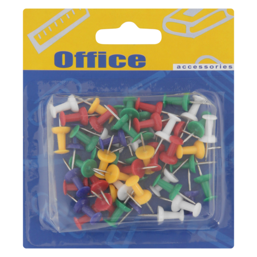 Office Accessories Multicoloured Plastic Push Pins 50 Pack