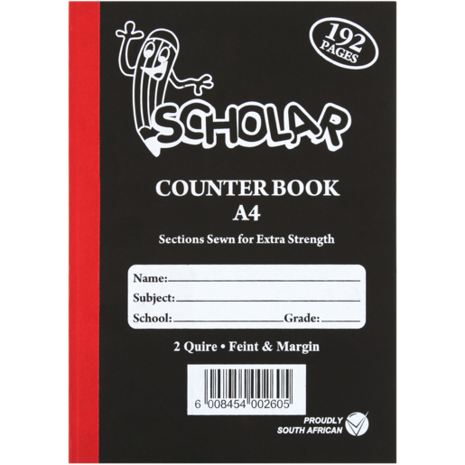 Scholar A4 Feint & Margin Hardcover Counter Book 192 Page