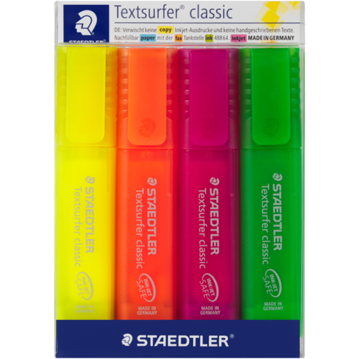 Staedtler Textsurfer Assorted Classic Highlighters 4 Pack