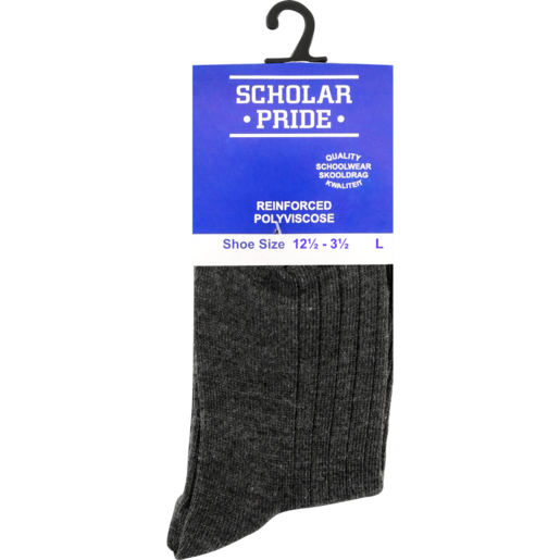 Scholar Pride Grey Boys Long Large School Socks Size 12-3