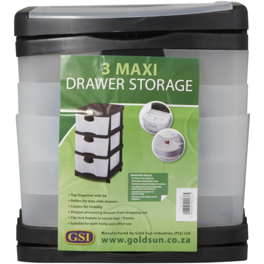 GSI Black 3 Maxi Drawer Storage Unit