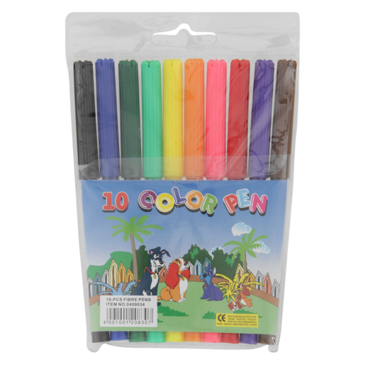 Multicoloured Fibre Pen Set 10 Pack