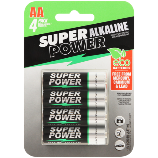 Super Power AA Alkaline Batteries 4 Pack
