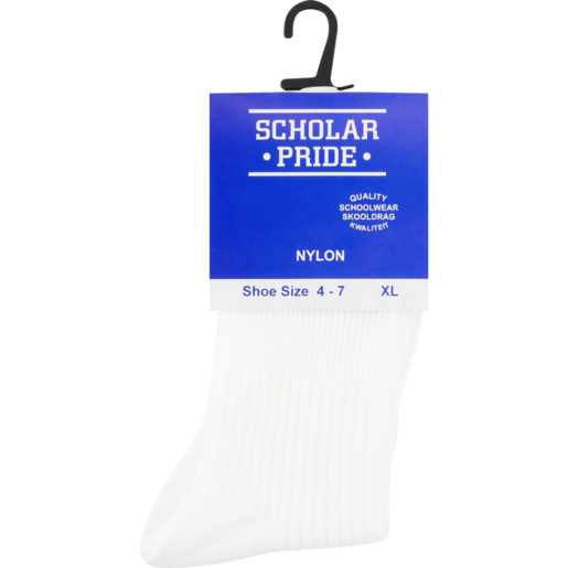 Scholar Pride White Girls Short School Socks Size 4-7