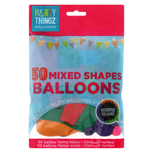 Party Thingz Mixed Shape Balloons 50 Pack
