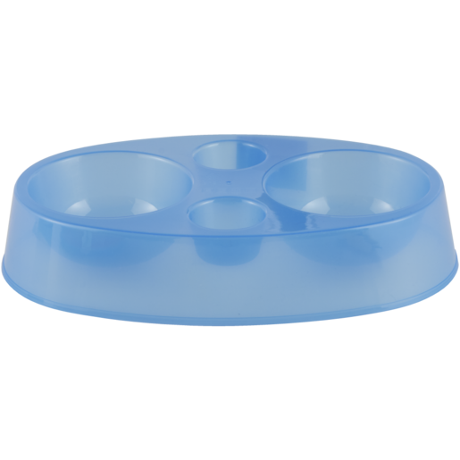 Petshop Blue Double Plastic Pet Food Bowl