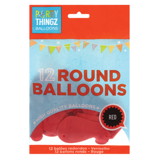 Party Thingz Red Round Balloons 12 Pack