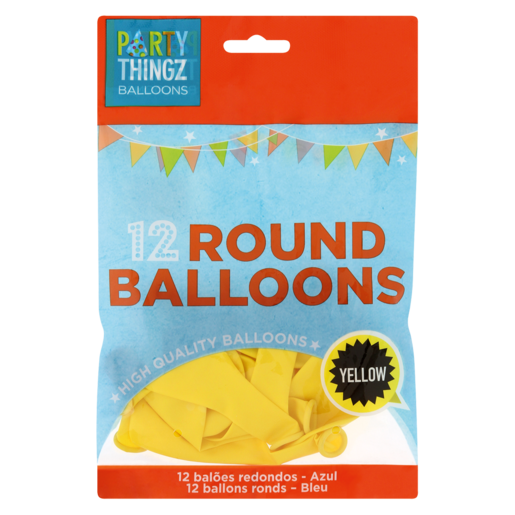Party Thingz Yellow Round Balloons 12 Pack