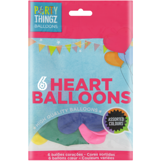 Party Thingz Heart Balloons 6 Pack