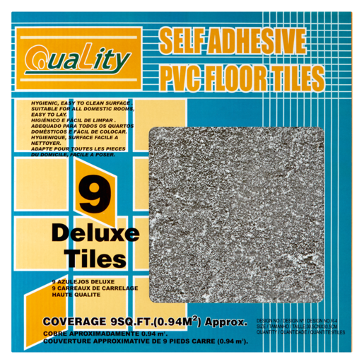 Quality Grey Black Self Adhesive PVC Floor Tiles 9 Pack