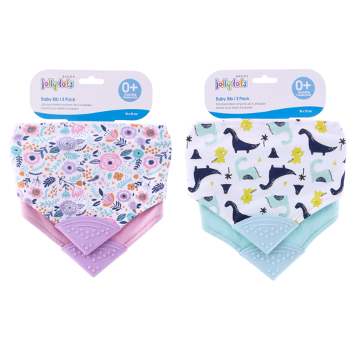 Jolly Tots Baby Bib 3 Pack 0 Months+ (Colour May Vary)