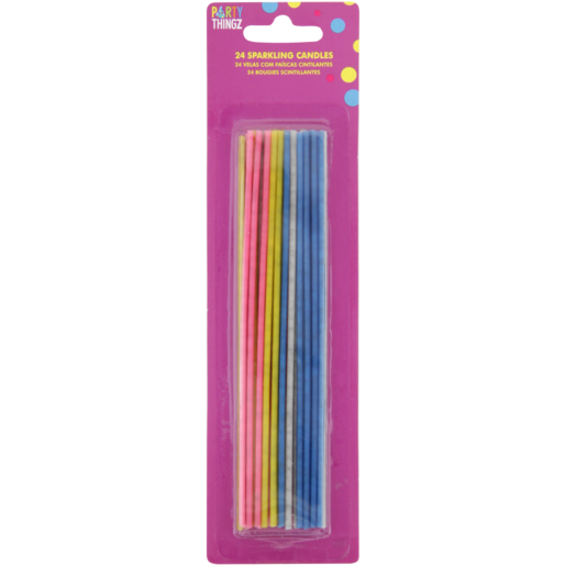 Party Thingz Multicoloured Extra Length Sparkling Candles 24 Pack