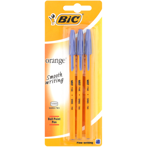 BIC Orange Fine BallPoint Pen Blue 3 Pack
